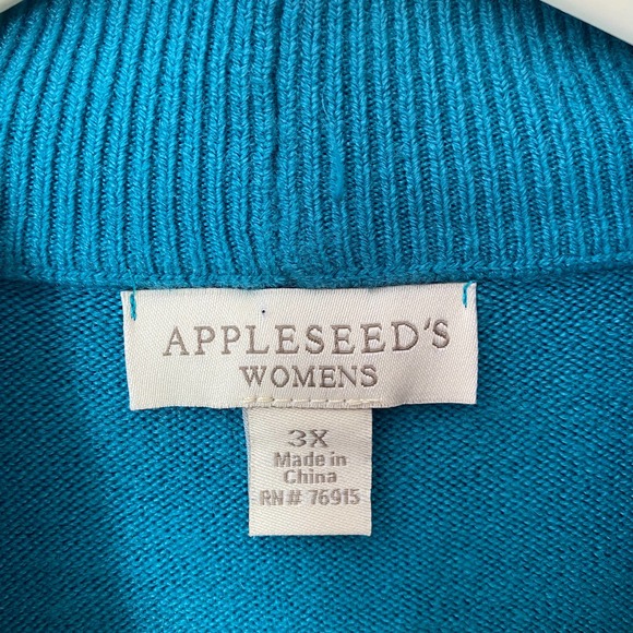 Appleseeds Teal Blue Lightweight Mock Turtleneck Sweater 3X New - Picture 4 of 5